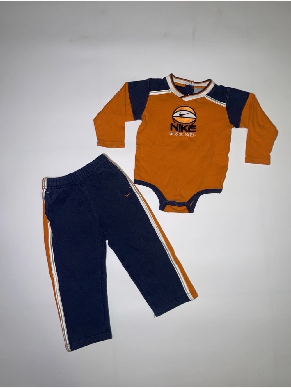 Vtg Silver Tag Nike Orange & Navy Basketball Set